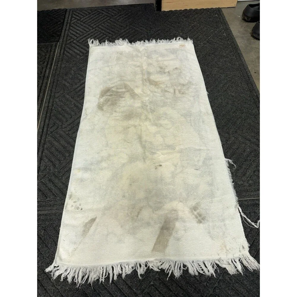 Vintage Cannon All Cotton Bath Towel Classical Nude Figures Fringe Ends STAINS